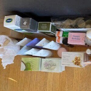 52 PIECES MOSTLY NEW: REVERSA, ORIGINS, LANEIGE, DRYBAR, ROCHEPOSAY, BULGARI etc